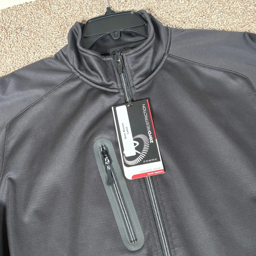Zero Restriction Mens Highland Jacket Black Tech Layer Golf Full Zip NWT Large